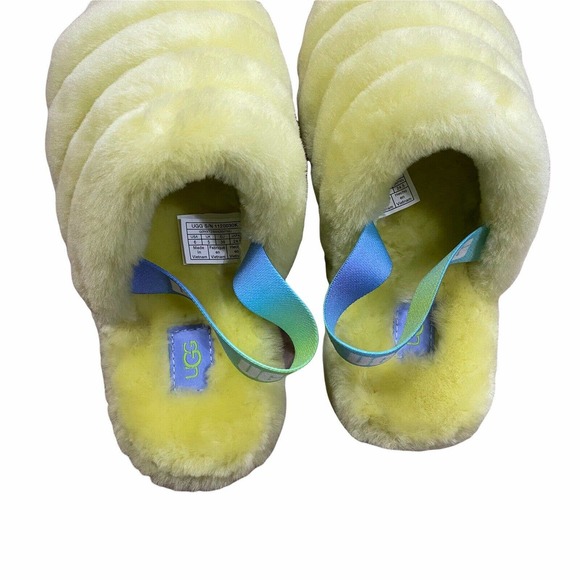 UGG Fluff Yeah Slide Pollen Gradient Yellow Slippers Sz 5 NEW - Picture 7 of 10